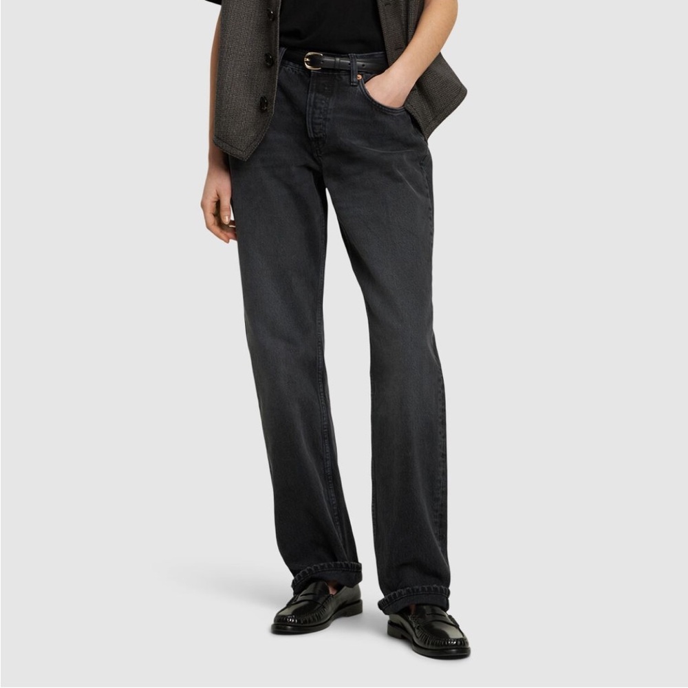 RE/DONE Easy Straight Denim in Black Vein Wash